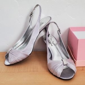 Nina silver slingback heels